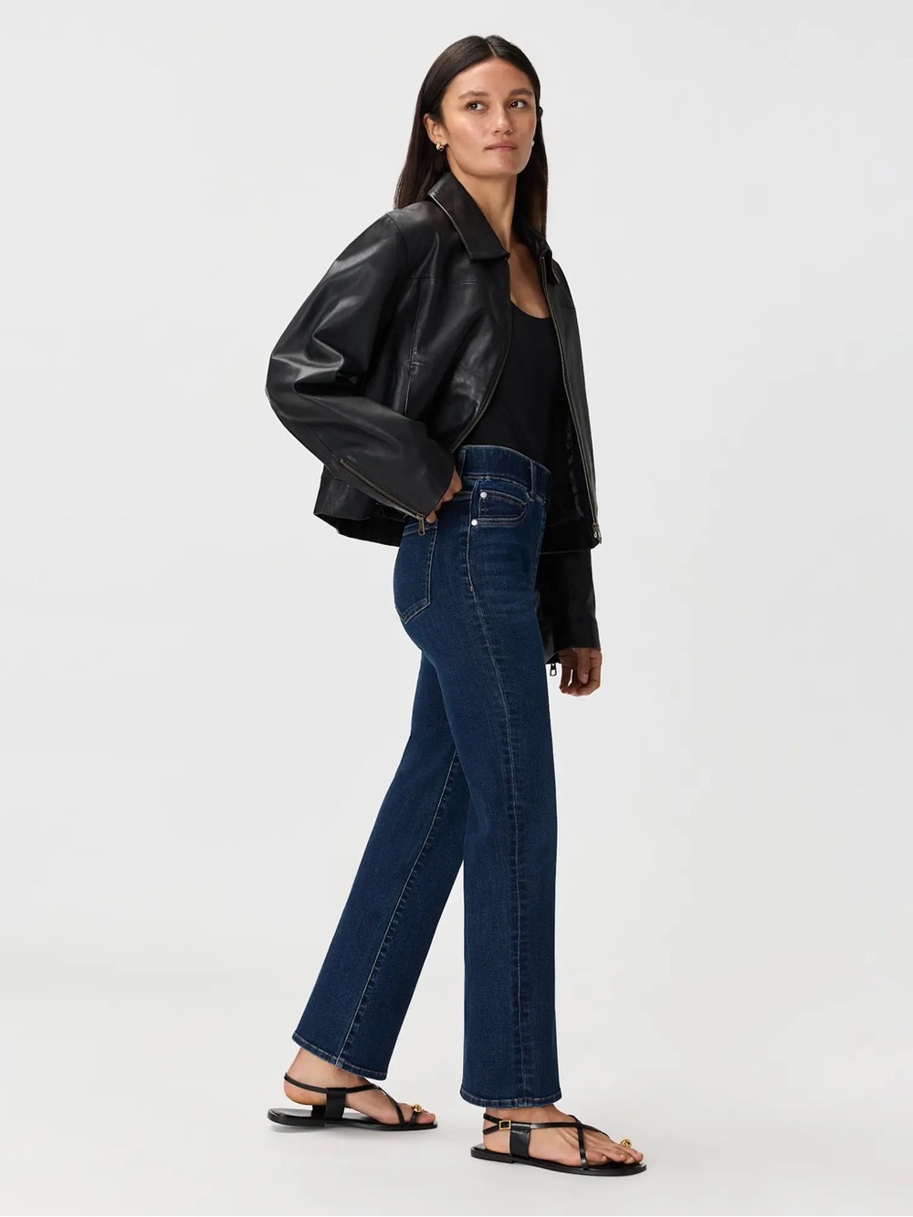 Quince Nina Stretch Pull-On Kick Flare Jeans Nocturne Blue Size Small